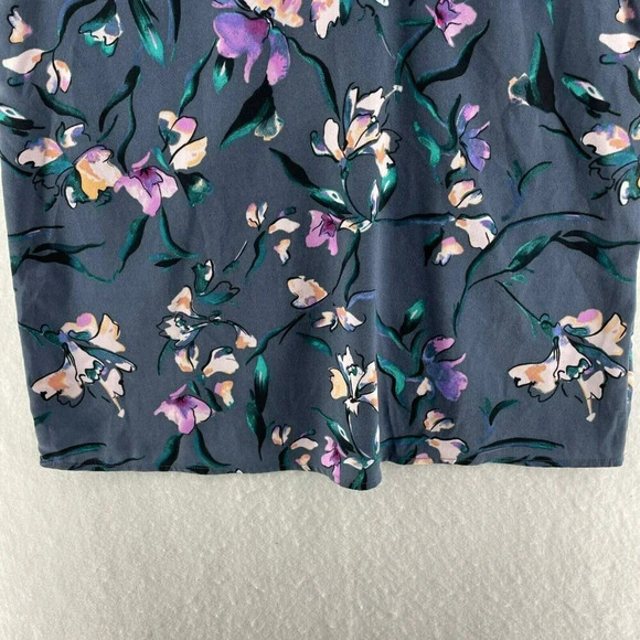 Halogen Blouse Women's Sz S Blue Purple Floral Ruffle Flutter Sleeves Sheer - Picture 8 of 11